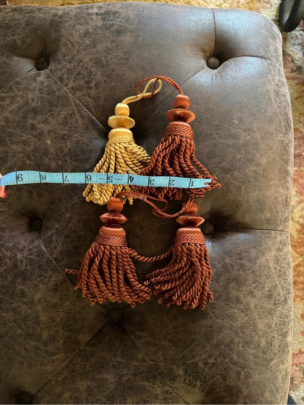 Decorative Burgundy and Gold Tassel Set of 4 Home Wall Decor